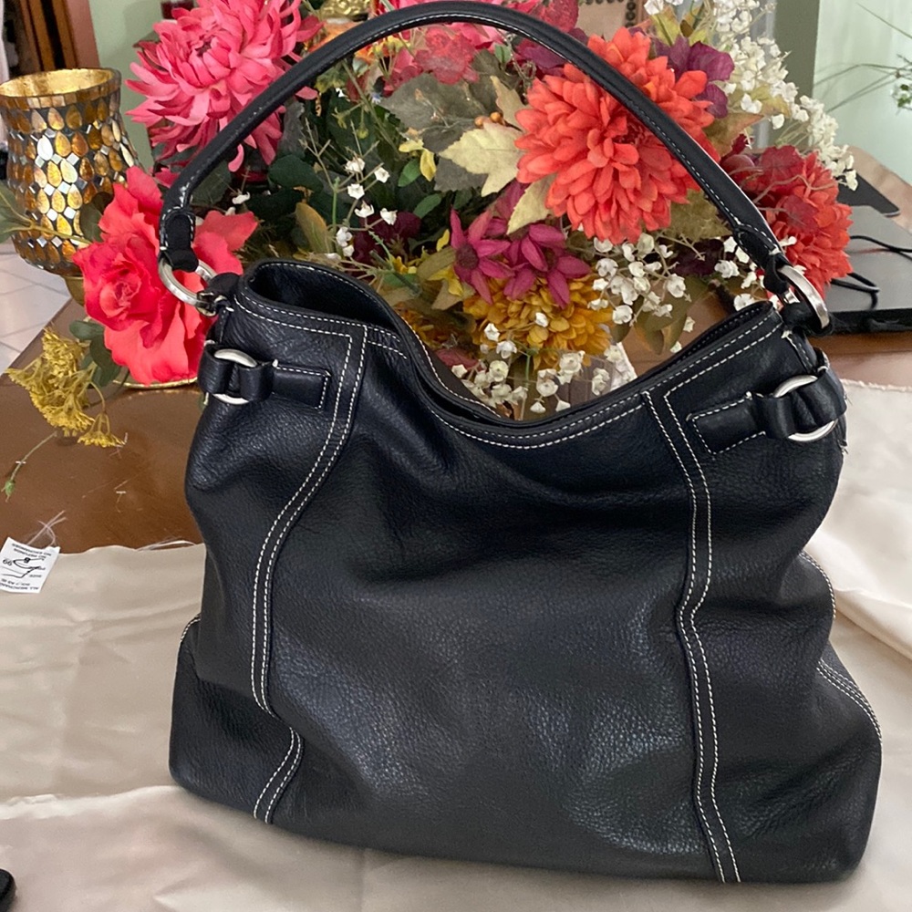 Genuine black leather , shoulder bag.